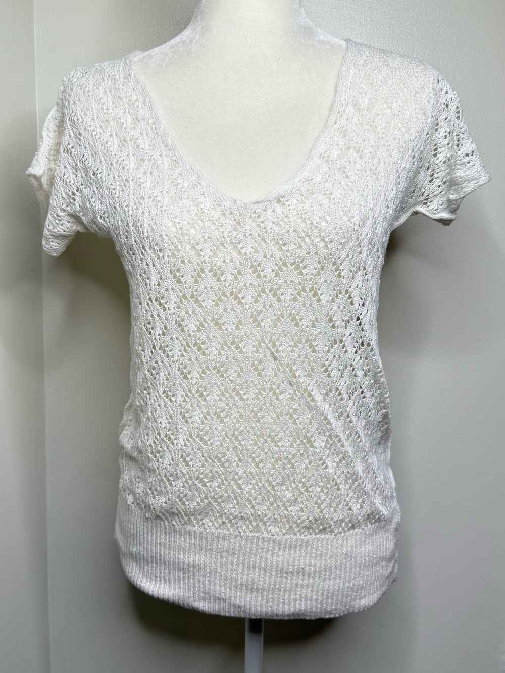 Banana Republic Crochet Linen Open Knit Sweater Top Women’s Size Small Delicate